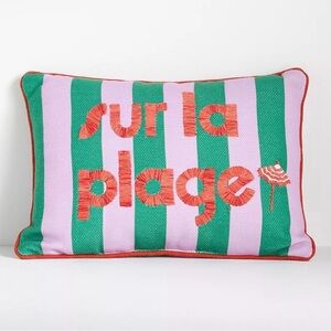 Anthropologie Beach Vibes Embroidered Indoor/Outdoor Cushions Sur La Plage